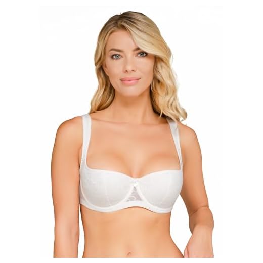 Rosme Lingerie Balconette-BH mit gepolsterten Trägern für Damen, Kollektion Grand, Elfenbein, Größe 120A