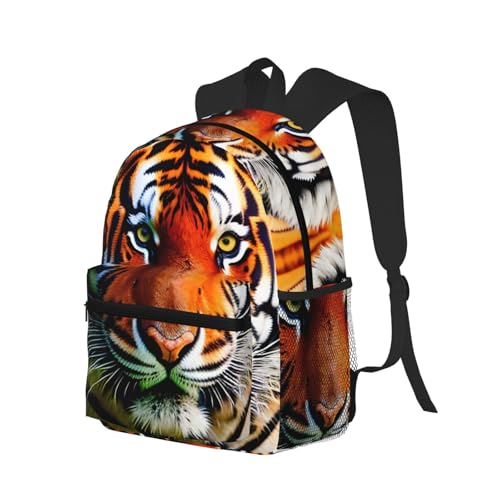 Sac à dos à rayures orange avec poches universitaire mixte noir - 2