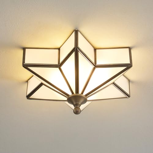 Lyniar Star Flush Mount Ceiling Light - Brass Milk Glass