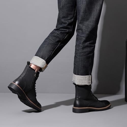 Image of Vostey Mens Boots Motorcycle Casual Boots for Men Zipper Fashion Chukka Boots Mens