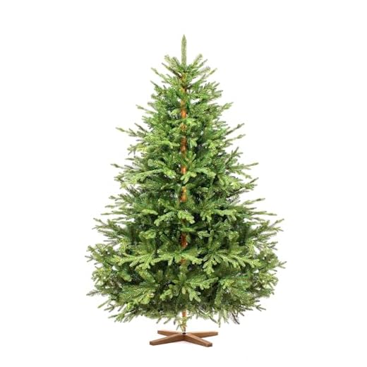 FairyTrees Sapin de Noël Artificiel 180 cm | Arbre de Noël avec Support en Bois | Sapin des Alpes éléments moulés par Injection