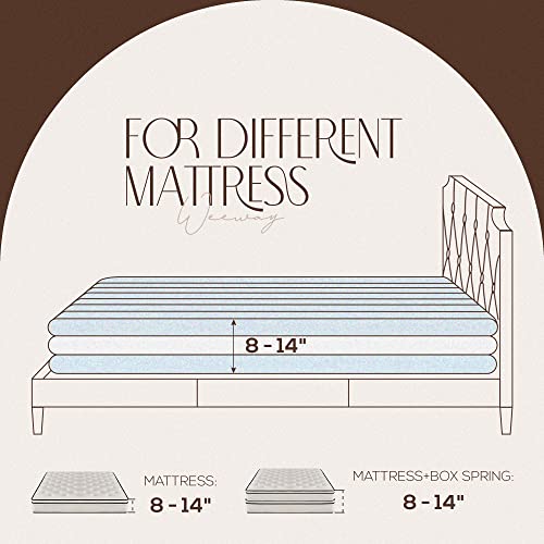 Weeway Full Size Platform Bed Frame With Adjustable Curved Rhombic Button Tufted Design Headboard, No Box Spring Needed, Easy Assembly, Dark Grey #TOP7