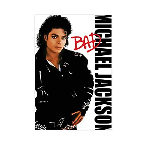 Michael Jackson (Bad) Poster moderne sur toile pour décoration murale de salon, chambre à coucher, 30 × 45 cm, sans cadre :