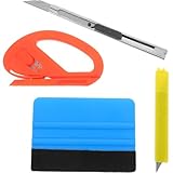 UKCOCO 4 Pezzi Kit Attrezzi Professionali per Pellicole Auto con Raschietto Spatola in Feltro e Cutter Sicuro per Installazione Pellicole Protettive Tinta e Wrap su Vetri e Carrozzeria