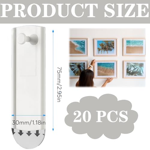 20 Stück Klebenagel für Bilderrahmen - Ohne Bohren Rückstandslos Abnehmbar, Hochfest Klebehaken für Poster Spiegel an Wand Fliesen Glas