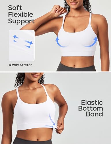 Image of Heathyoga Sports Bras for Women Adjustable Strappy Sports Bra Y-Back Low Impact Racerback Workout Bra with Removable Pads
