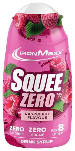 IronMaxx SqueeZero - Raspberry 65ml Sirup, Erfrischendes Geschmackserlebnis für 8 Liter, Zuckerfrei und Kalorienfrei in 100ml verzehrfertigem Getränk