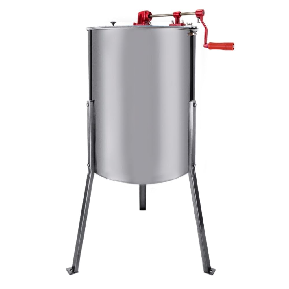 Manual Honey Extractor Separator 4 Frames Stainless Steel Barrel Drum Beehives Honeycomb Spinner Crank Tool With 3 Leg Stand Beekeeping Extractor Equipment FREE Soft Brush Tool