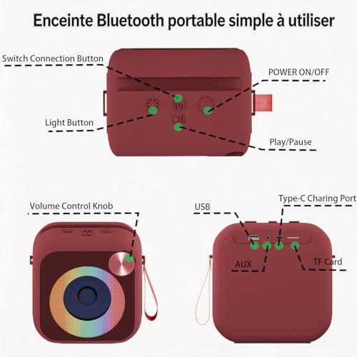 Enceinte Bluetooth portable 15W avec support téléphone et autonomie 24H - 7