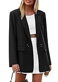 PRETTYGARDEN Fall 2026 Blazers for Women Business Casual Long Sleeve Lapel Pockets Dressy Suit Jackets Work Office Clothes (Black,Small)