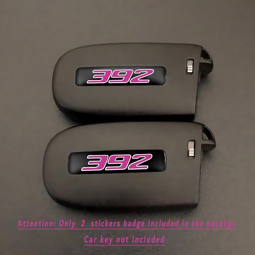 Image of TOOLEPIC for Dodge Challenger Charger Durango and Jeep Grand Cherokee Key fob Badges 2015-2024-Set of 2 - Finest Stickers Inlays Emblems Accessories for 392 Hemi, Ideal for Decals - Furious Pink