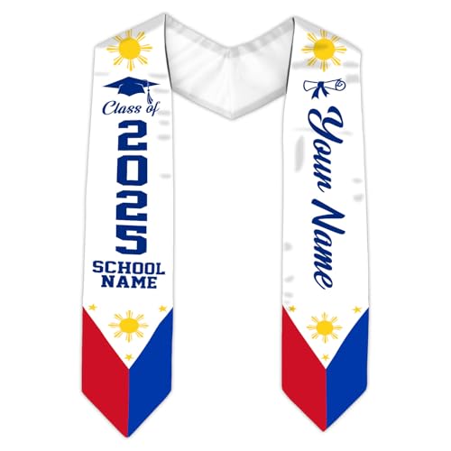 MonkeyVan Custom Philippines Flag Graduation Sash 2025, Filipino Graduation Sash Filipinos American Flag Graduation Stole 2025 Plp 1