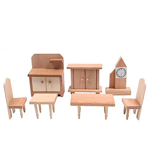 CENPEK Puppenhaus Möbel Maßstab 1:12 Puppenhaus Holzmöbel Miniatur-Set Puppenhaus Zubehör Möbel Modell-Küche Zimmer