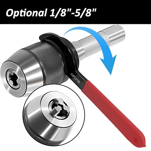 1/8\"-5/8\" (3-16mm) Heavy Duty Keyless Drill Chuck, R8 Drill Chuck with Integrated Shank, Drawbar Thread 7/16\"-20, Self-tightening Drill Chucks with APU16 Spanner Wrench