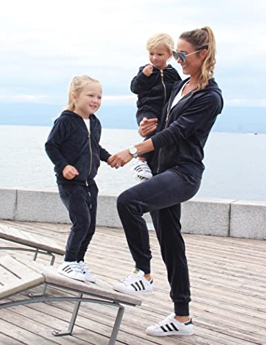 Arshiner Girls Fashion Sweatsuit 2 Piece Outfits Velour Tracksuits With Hoodie And Pants Black For 8-9 Years #TOP2