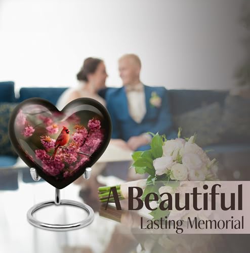 Image of Cardinal Bird Urn Small Cremation Urn for Human Ashes 1 Large & 1 Small | Funeral Urns for Men, Decorative Urns for Mom & Dad