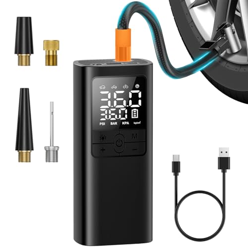 TMIGIA Tire Inflator Portable Air Compressor- 150PSI Cordless Air Pump with Digital Tire Pressure Gauge, Accurate Dual LCD Display & LED Light