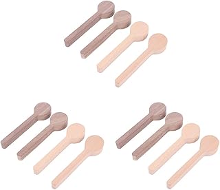 Wood Carving Spoon Blank Beech and Walnut Wood Unfinished Wooden Craft Whittling Kit for Whittler (12Pcs)