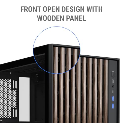 Image of Ant Esports Zen Wood C3 Mid-Tower Computer Case /Gaming Cabinet - Black | Support ATX, Micro-ATX, Mini-ITX