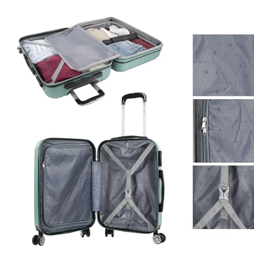 Image of ITACA Juego Maletas de Viaje 4 Ruedas Trolley ABS. Extensibles Rigidas Resistentes y Ligeras. Mango Asas Candado. Pequena Cabina Low Cost, Mediana y Grande y neceser. T71500, Acquamarine, S + XS