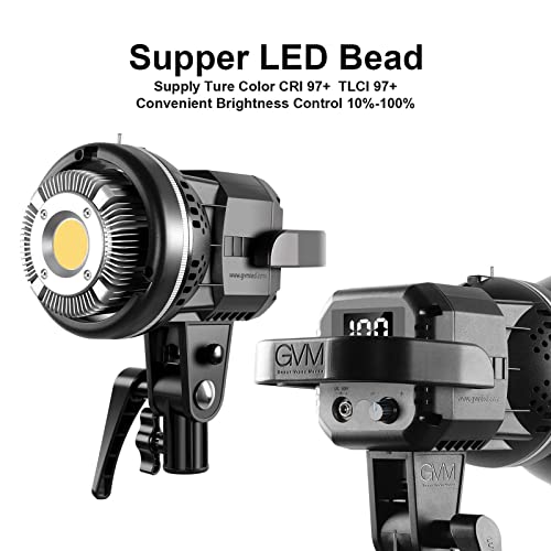 Image of GVM 80W CRI97+ 5600K Dimmable LED Video Lights with Bowens Mount Kit Continuous Output Lighting Spotlight for YouTube Vlog Wedding Photography Shooting Light with Reflector