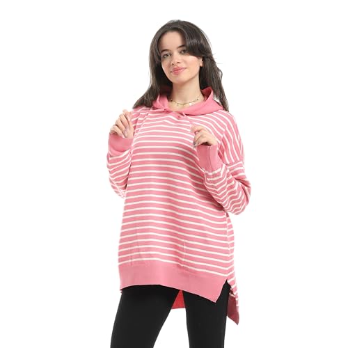 اندورا سويتر سادة بنمط ذاتي مطوي لاسفل للنساء، ابيض + كشمير_ مقاس واحد