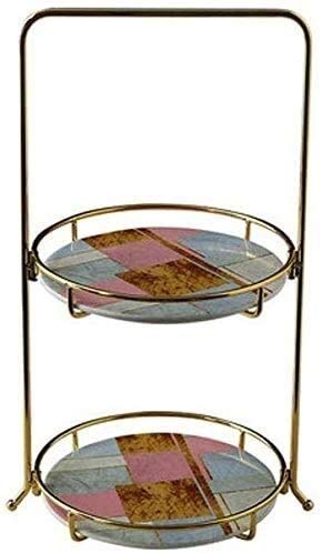 COLiJOL Plateau À Cupcakes Européen Plateau À Gâteaux Plateau À Gâteaux Après-Midi Snack Tea Fruit Basket (Couleur: Multicolore, Taille: 2 Couches),Multicolore,2 Couches