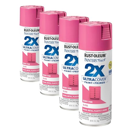 Rust-Oleum 334025 Painter's Touch 2X Ultra Cover Spray Paint, 12 oz, Gloss Berry Pink (Pack of 4)