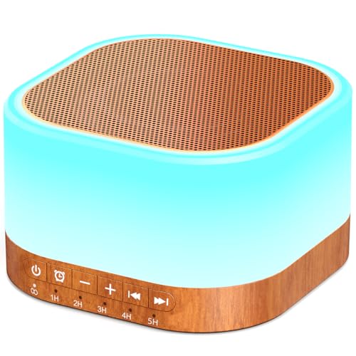 Image of SleeZOO Sound Machine White Noise Machine with 25 Soothing Sounds 12 Colors Light with 10 Adjustable Levels 32 Adjustable Volumes 5 Timers Portable Sleep Machine for Adults Kids Baby (Wood)