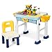 DREAMADE 6 in 1 Kindertisch mit Stuhl, Höheverstellbar Aktivitätstisch-Set mit Aufbewahrungsbox, Multifunktionaler Bausteintisch mit doppelseitiger Tischplatte, Kinderspieltisch für Kinder ab 3 Jahren