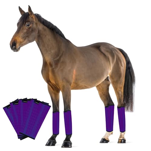 Image of FOXLVDA Horse Fly Boots (Set of 4) - Comfortable Horse Wraps | with Mesh & Metal Support Bars to Reduce Stomping and Leg Fatigue, for Ponies under 14.2hh, Medium