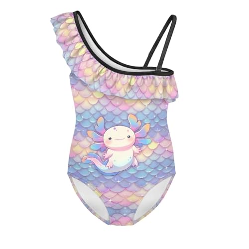 Image of Girls One Piece Swimsuit Ruffled Halter Bathing Suit with Adjustable Strap Beach Sport Swimwear for 3-14 Years