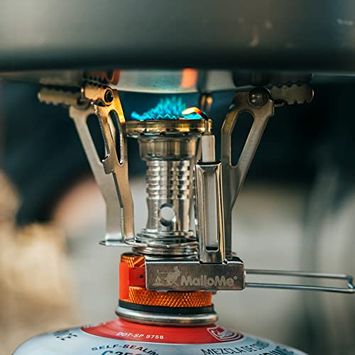 Mallome Backpacking Stove - Portable Camping Stove - Small Backpack Camp Stove Single Burner For Propane Butane Isobutane Fuel Canister - Small Mini Pocket Rocket Jet Boiler For Hiking & Gas Cooking #TOP4