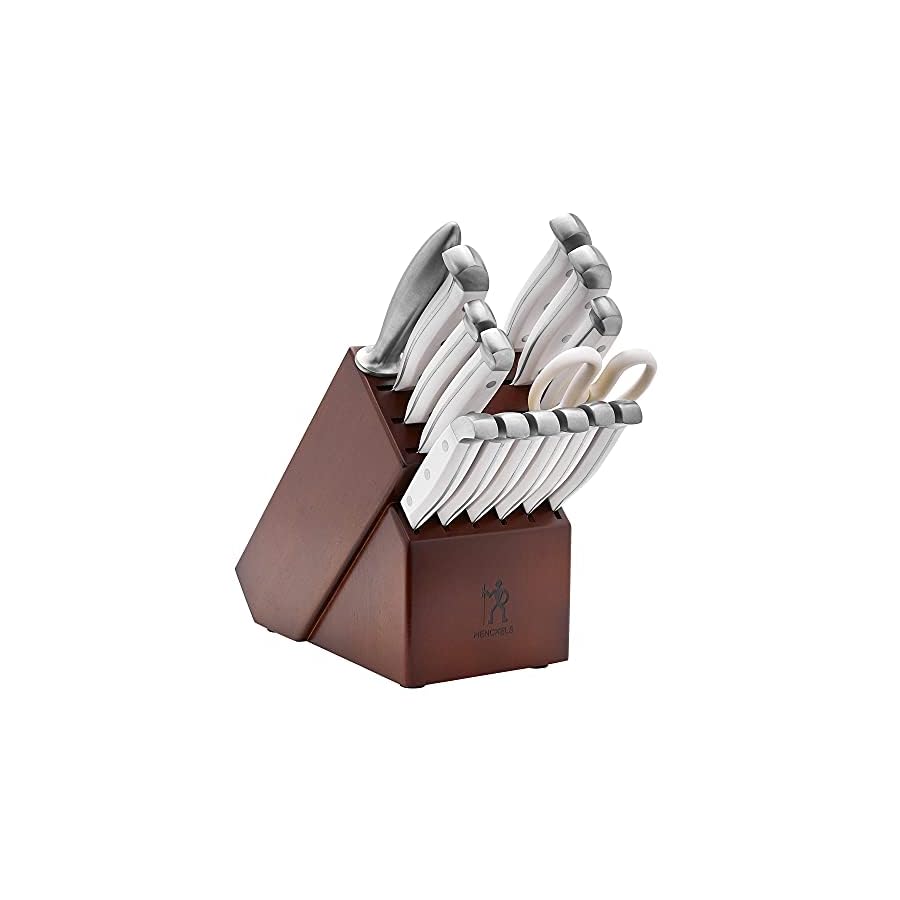 HENCKELS-Statement-Knife-Block-Set-15pc-White HENCKELS Statement Razor-Sharp 15-Piece White Handle Knife Set with Block, German Engineered Knife Informed by over 100 Years of Mastery