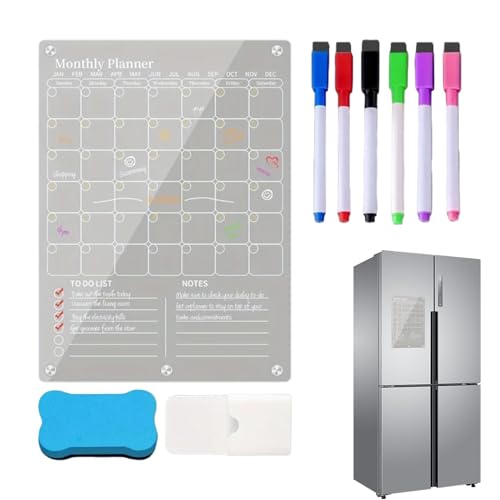 Calendrier frigo aimanté acrylique 16x12 pouces pour l'organisation de votre cuisine
