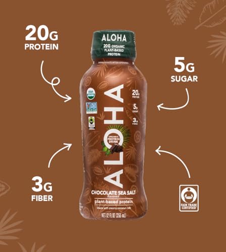 Aloha ALOHA-12PKRTDCHOCSS Organic Plant Based Chocolate Sea Salt Protein Shake W/Mct Oil thumb #4