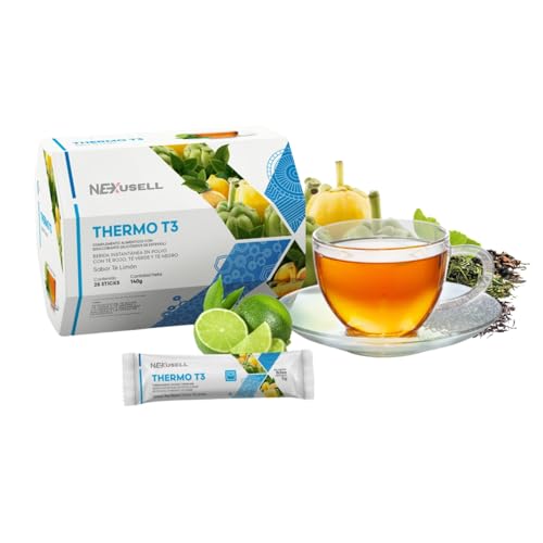 Thermo T3 - Mix Termogénico de 3 Tés + L-Carnitina y Extractos Naturales | Controla tu Peso y Obten + Energía | 1 Caja con 28 Sticks | Sabor Limón'