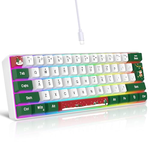 Image of Snpurdiri 60% Wired Gaming Keyboard, RGB Backlit Small Ultra-Compact 61 Keys 60 Percent Gaming Keyboard for PC /Mac Gamer, Typist, Travel, Easy to Carry on Business Trip(Red Green White)