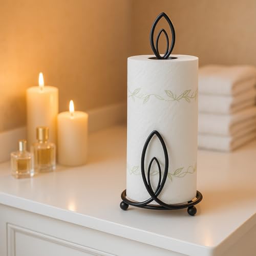 Image of Craft Expertise Tissue Paper Holder - Black Iron Toilet Paper Holder for Bathroom -Toilet Roll Holder & Organizer - Durable Toilet Tissue Rack (Length 4.5 x Width 4.5 x Height 9 Inches) (Napkin-V)