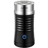 Milk Frother Aicok, Double Wall Electric Milk Steamer with Hot or Cold Milk Foaming Functions, Strix Controller, Silent Operation, Non-Stick Coating, Milk Warmer, for Making Latte, Cappuccino, Black