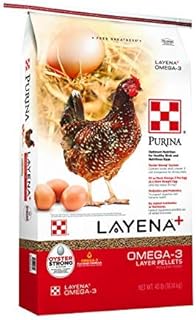 Purina Layena+ | Nutritionally Complete Layer Hen Feed | Omega 3 Formula - 40 Pound (40 lb) Bag