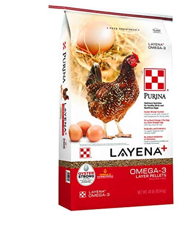 Purina Layena+ | Nutritionally Complete Layer Hen Feed | Omega 3 Formula - 40 Pound (40 lb) Bag