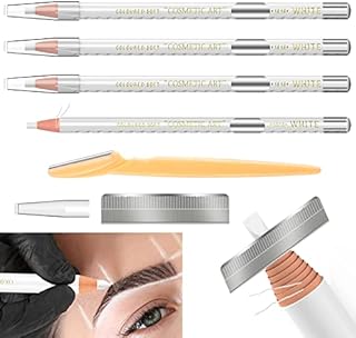Waterproof Eyebrows Pencil Tattoo Makeup And Microblading Supplies Kit-Permanent Eye Brow Liners In 5 Colors Waterproof Eyebrow Pencils Peel - Brow Pencil Set For Marking (4 white)