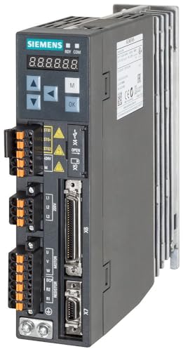 SIEMENS Inversor de frecuencia SINAMICS V90 de 1 fase, 0,2 kW, 240 V CA, 1,4 A, 66 Hz, para SINAMICS V90