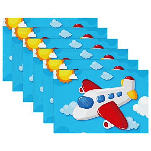 Set de table avion lavable antidérapant bleu 30x45 pour protection table enfant