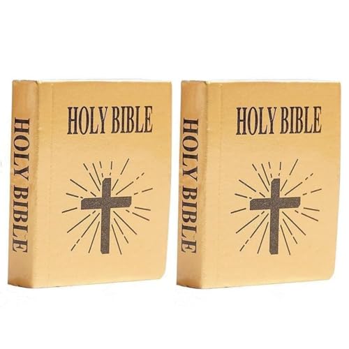 2 mini réplicas de libro bíblico a escala 1/12, accesorios realistas de biblioteca de casa de muñecas para escenas de estantería y dormitorio, libros en miniatura coleccionables para muebles y