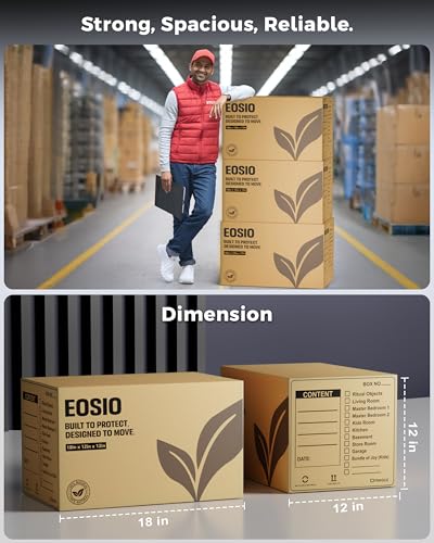 Image of EOSIO 5 Ply Pack 4 Large Size Corrugated Cardboard boxes for Packaging Cartons Cartoon Carton box for Small Business, Packing, Shipping, Moving & Storage,Courier,Transportation,Home Shifting,Parcel