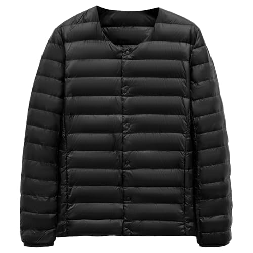 Doudoune légère à col rond pour homme en style matelassé noir