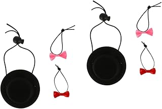 FRCOLOR 6 Pcs Hamster Hat Small Animal Outfit Puppy Bowtie Chinchilla Bow Tie Hedgehogs Hat Cat Top Hats Cat Hat Pet Rabbit Costume Puppy Collar Pet Headwear Polyester Black Hat Fashion