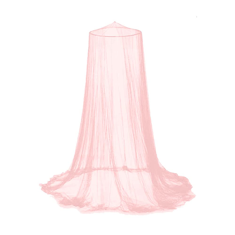 MARGOUN Round Hoop Mosquito Net for Bed, King Size Bed Canopy Hanging Curtain Netting, Princess Round Hoop Sheer Bed Canopy for All Kids Baby Cribs and Adult Beds Fit Twin, Full, Queen (Pink)